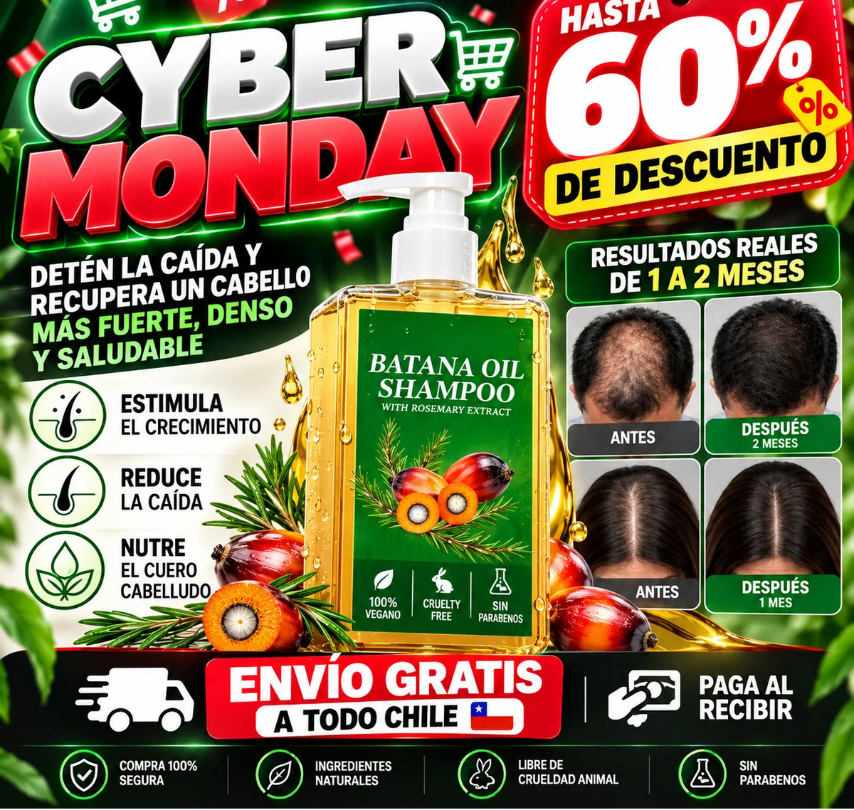 Shampoo Oil Batana Original 500ml - Recupera Tu Cabello Más Fuerte, Brillante y Lleno de Vida